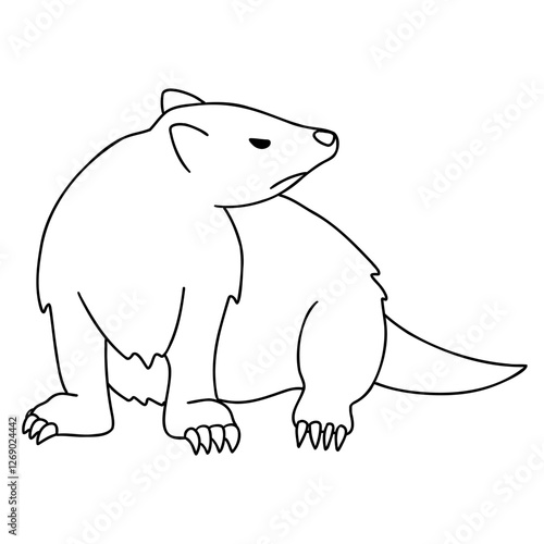 Badger animal in cartoon doodle style. Vector illustration isolated on white background.