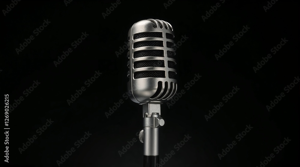 Fototapeta premium Professional Studio Microphone on Dark Solid Background