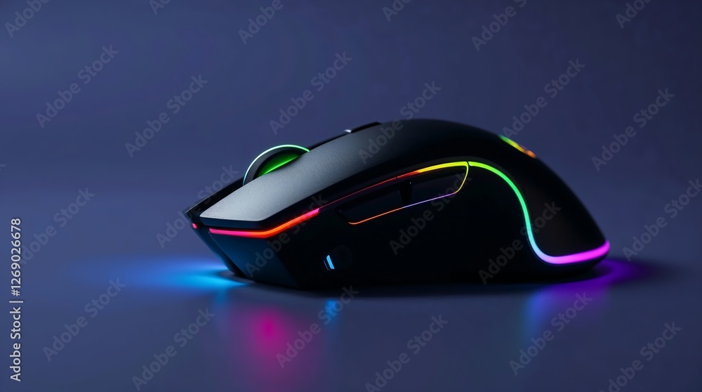 Sleek Wireless Gaming Mouse on Black Solid Background Sleek Wireless Gaming Mouse on Black Solid Background