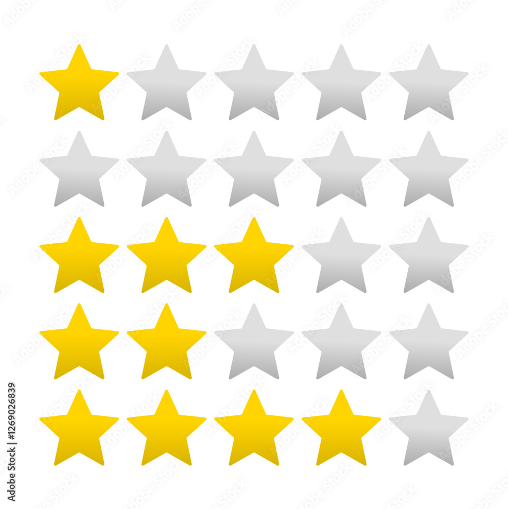 Five stars quality rating icon. Vector illustration. Five stars quality rating icon. Vector illustration.
