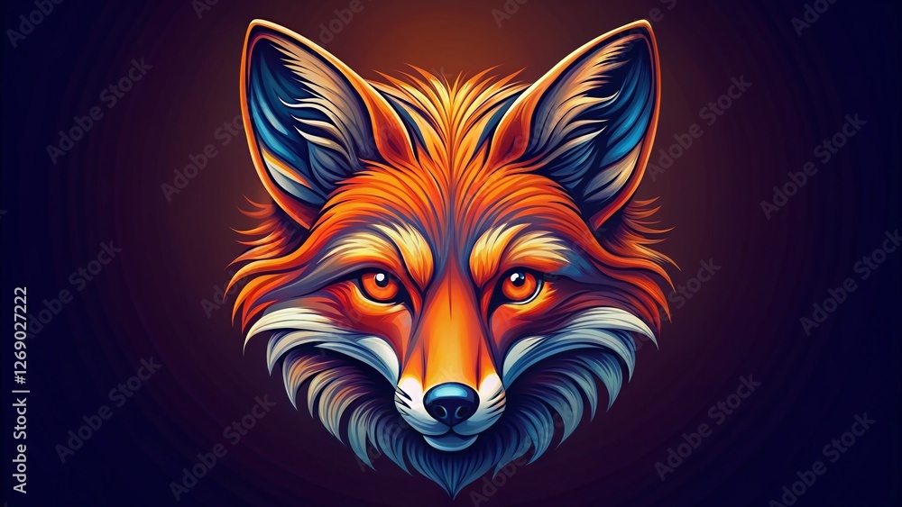 Fototapeta premium Majestic Fox Head Logo Design: Creative Wildlife Illustration with High Depth of Field