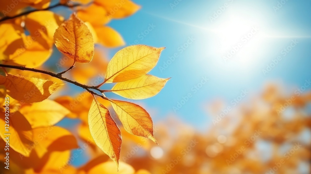 Golden Autumn Leaves Basking in Sunlight Golden Autumn Leaves Basking in Sunlight