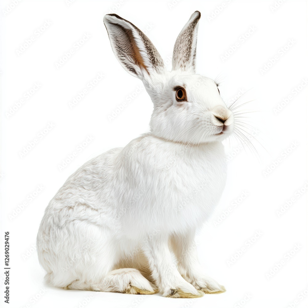 Arctic hare isolated on white