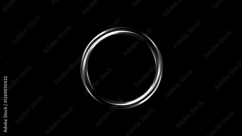 Abstract Glowing Circular Energy Effect. Glowing Circle. Fractal Lines.Abstract random flow animation of colorful particles through neon portal.