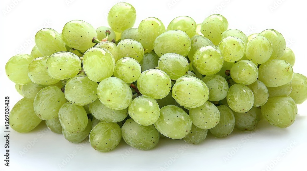 Fresh Green Grapes on White Background - Healthy Snack Option Fresh Green Grapes on White Background - Healthy Snack Option
