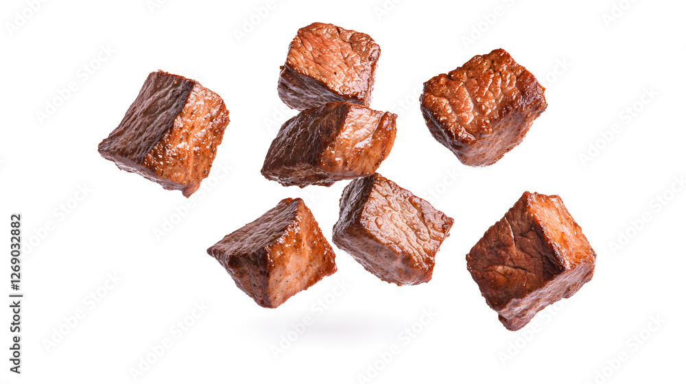 Several Pieces of Cooked Beef Floating in Mid-Air, Creating an Intriguing Scene
Several Pieces of Cooked Beef Floating in Mid-Air, Creating an Intriguing Scene