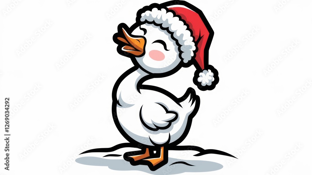 Vector Illustration of a Cute Cartoon Goose Wearing a Santa Hat Generative AI Vector Illustration of a Cute Cartoon Goose Wearing a Santa Hat Generative AI
