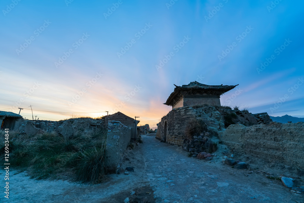 Fototapeta premium The old house in rural China, Ancient Chinese castle, shabby old castle in China