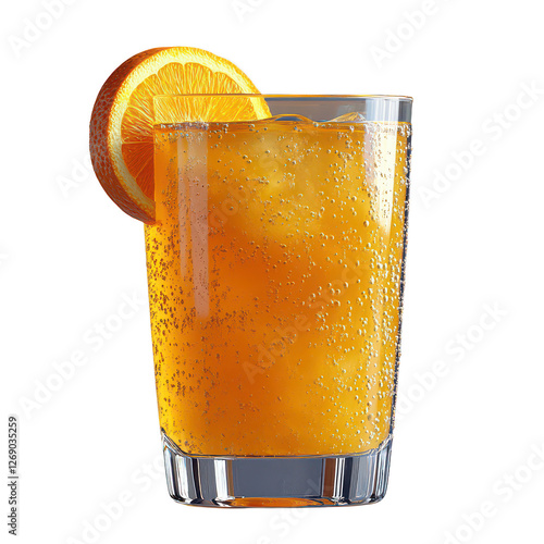 glass with orange juice isolated on transparent background