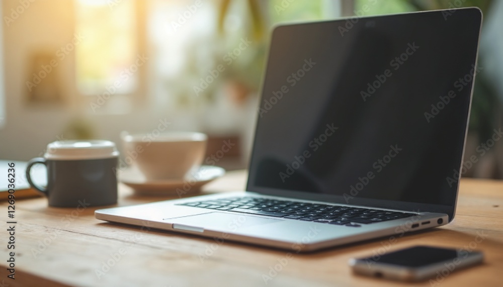 Laptop by Candlelight with Coffee Cup for Cozy Workspace Laptop by Candlelight with Coffee Cup for Cozy Workspace