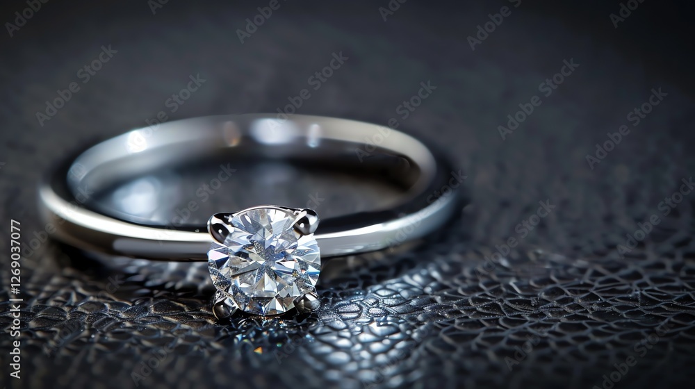 This is a beautiful shot of a diamond ring. The ring is made of white gold and features a round, brilliant-cut diamond. This is a beautiful shot of a diamond ring. The ring is made of white gold and features a round, brilliant-cut diamond.