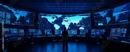 Global Monitoring Analyst reviews world data in command center