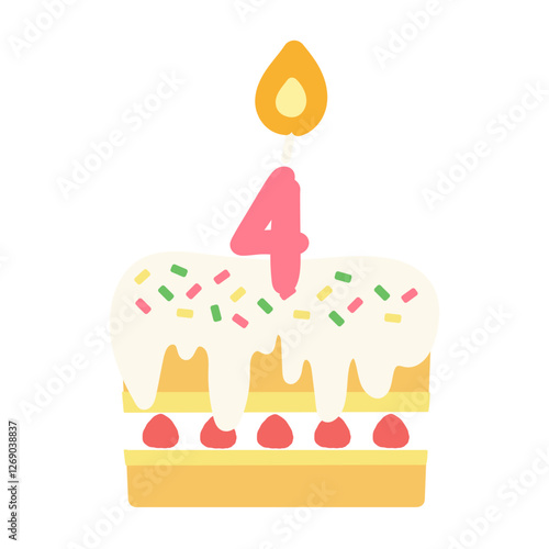4歳　4周年　誕生日ケーキ　アニバーサリーケーキ　イラスト