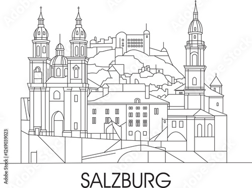 Salzburg City Line Draw Simple Minimalist