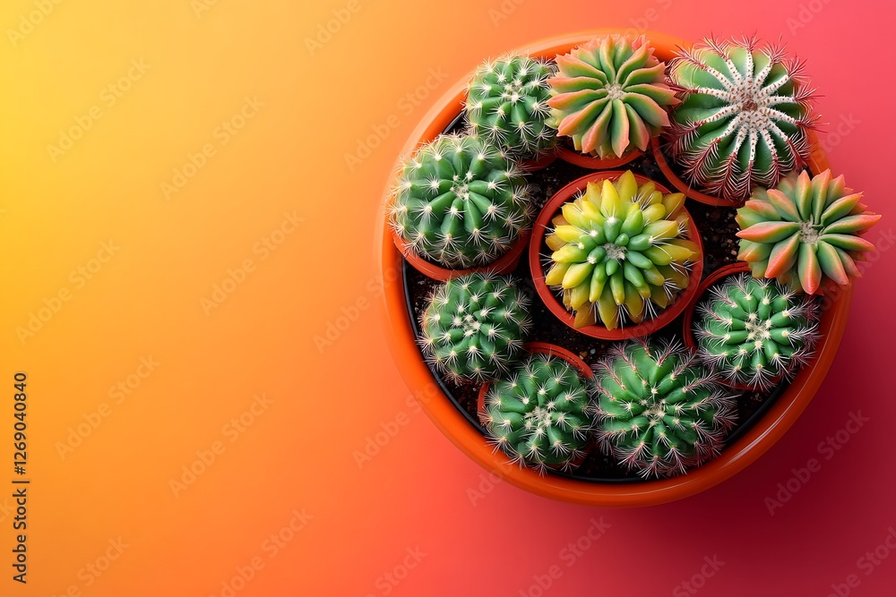 Vibrant Cactus Arrangement on a Gradient Background for Interior Design or Wall Art Vibrant Cactus Arrangement on a Gradient Background for Interior Design or Wall Art