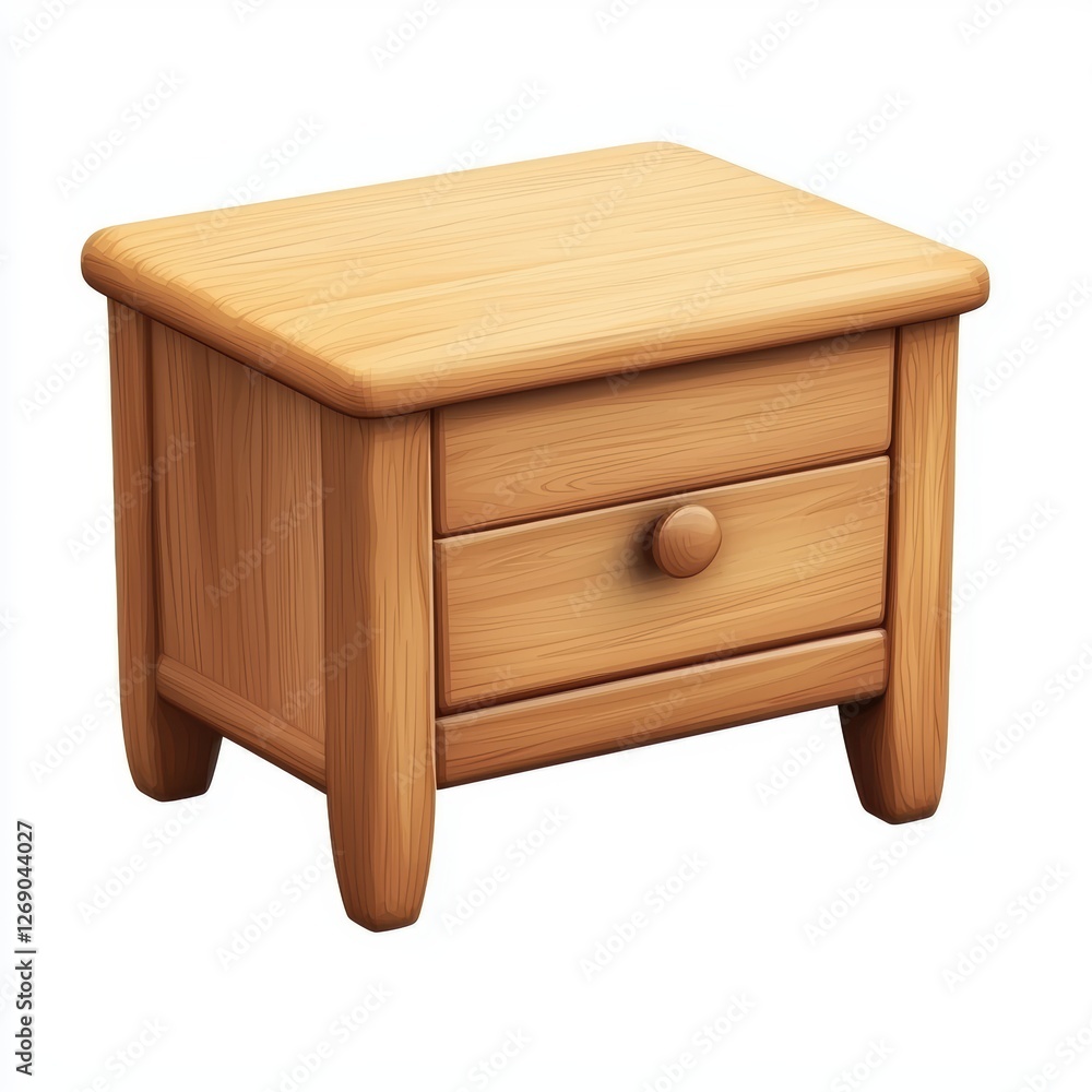 Wooden nightstand with small drawer isolated on white Wooden nightstand with small drawer isolated on white