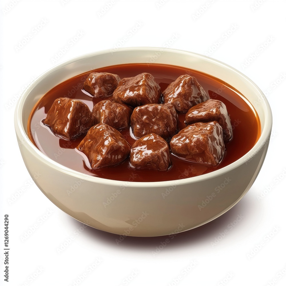 Of Floating bowl of Hungarian goulash with tender beef chunks isolated on white Of Floating bowl of Hungarian goulash with tender beef chunks isolated on white