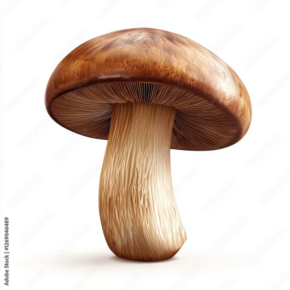 Of Spinning boletus mushroom with rich brown cap and thick stem isolated on white Of Spinning boletus mushroom with rich brown cap and thick stem isolated on white