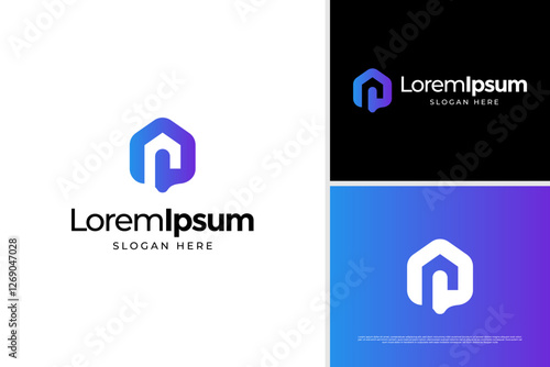 Modern letter P building house home logo vector illustration. Minimalist construction concept logo template