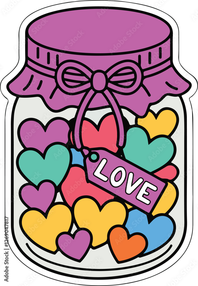 Glass Jar of Floating Hearts and Fireflies Glass Jar of Floating Hearts and Fireflies