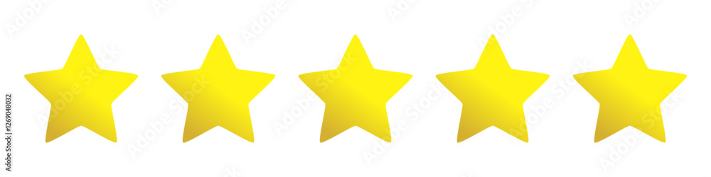 Five stars icon with yellow gradation and grey gradation for web app or mobile app Five stars icon with yellow gradation and grey gradation for web app or mobile app