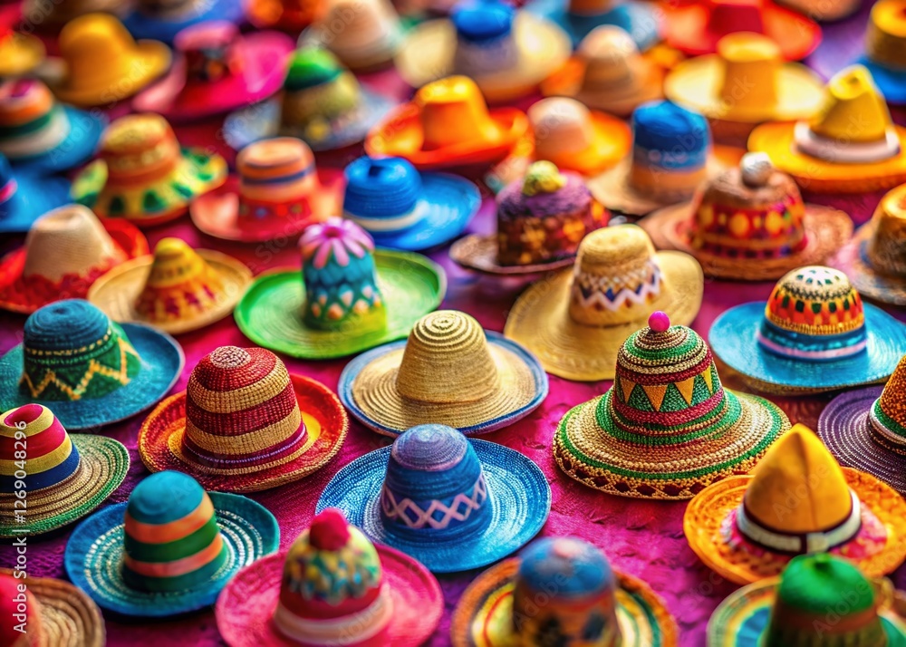 Miniature Colorful Hats Display, Tilt-Shift Photography Miniature Colorful Hats Display, Tilt-Shift Photography