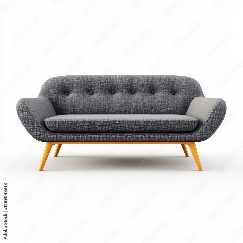 Obraz premium Minimalist Scandinavian sofa with wooden legs isolated on white