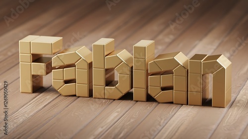 name Fabian in gold block typography on wooden surface