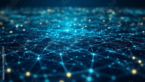 Network connections glowing, digital landscape, data flow, tech background, website banner