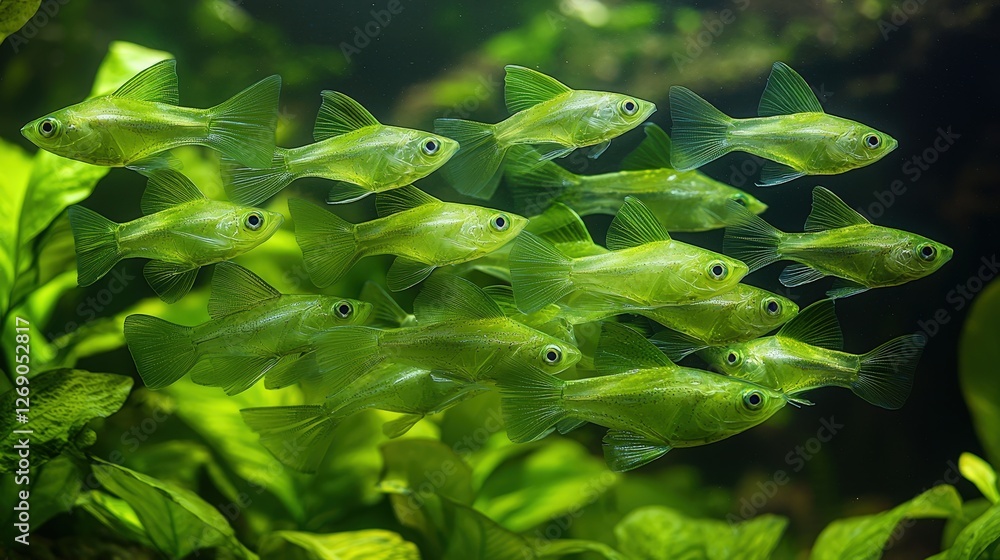 A diverse group of fish swimming gracefully together in a clear aquatic environment A diverse group of fish swimming gracefully together in a clear aquatic environment