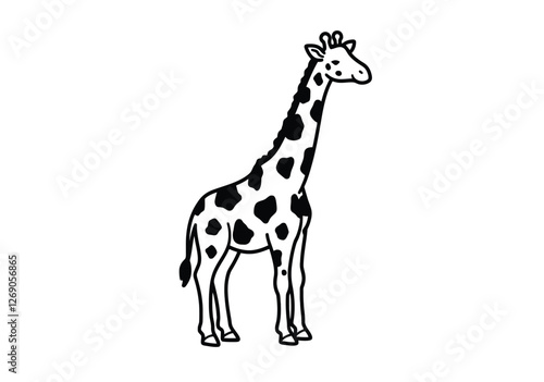 Black and white giraffe clipart. A giraffe with black spots on a white background. Vector illustration design.