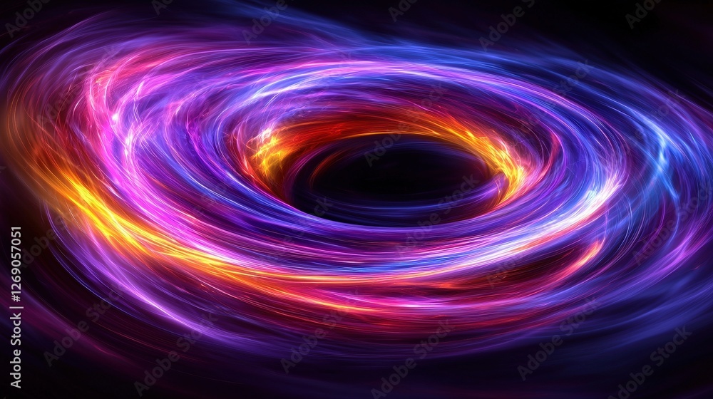 A vibrantly colorful spiral of light illuminating the darkness with radiant hues A vibrantly colorful spiral of light illuminating the darkness with radiant hues