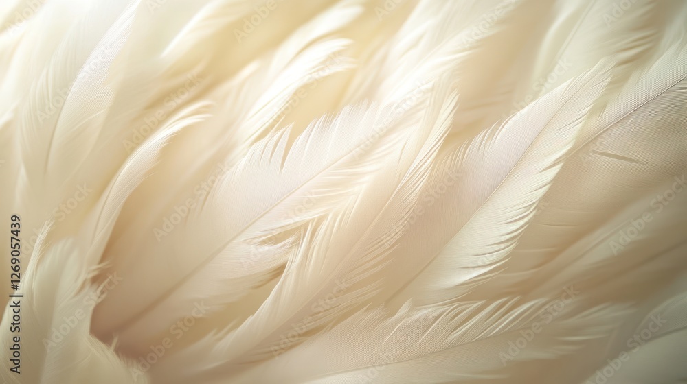 Fototapeta premium Soft, creamy white feathers background.