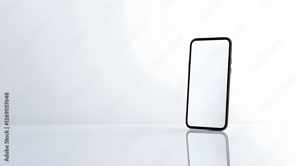 Sleek Modern Smartphone Showcased on a Clean White Background with Reflective Elements – Generative AI Sleek Modern Smartphone Showcased on a Clean White Background with Reflective Elements – Generative AI
