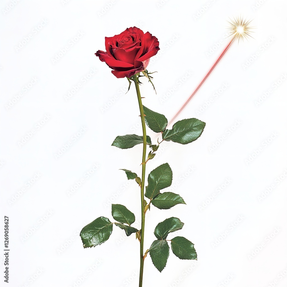 Obraz premium Ethereal Pink Rose with Flaming Bloom - A Surreal Fusion of Nature and Light