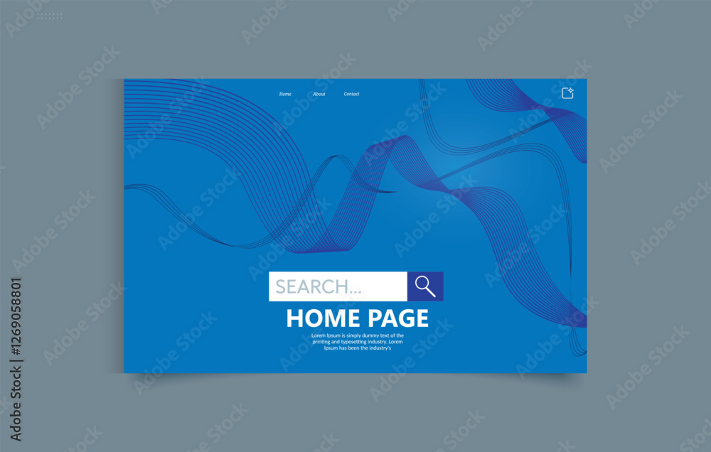 Modern wavy line blue background gradient landing page Modern wavy line blue background gradient landing page