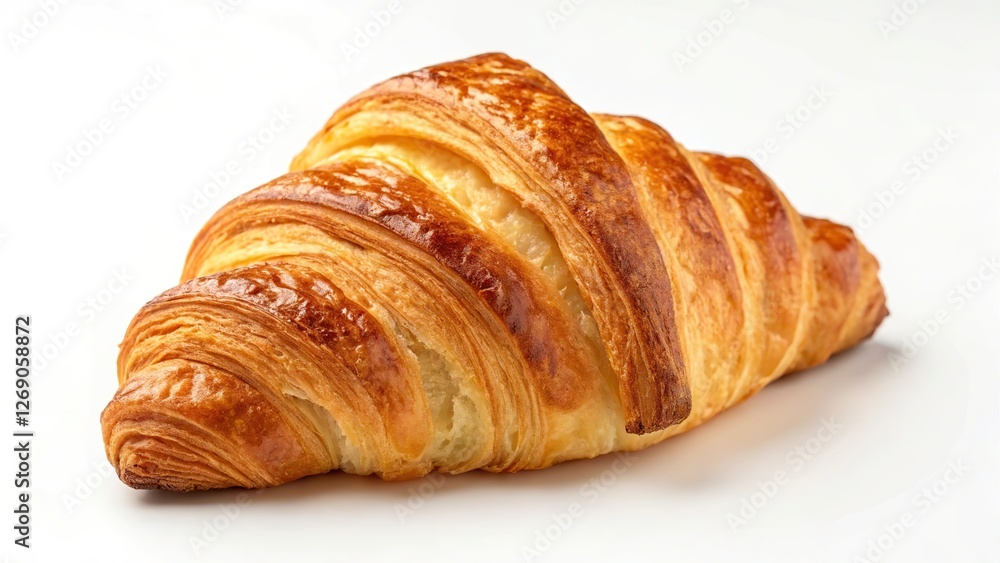 croissant isolated on white background, Golden and Flaky Croissant croissant isolated on white background, Golden and Flaky Croissant