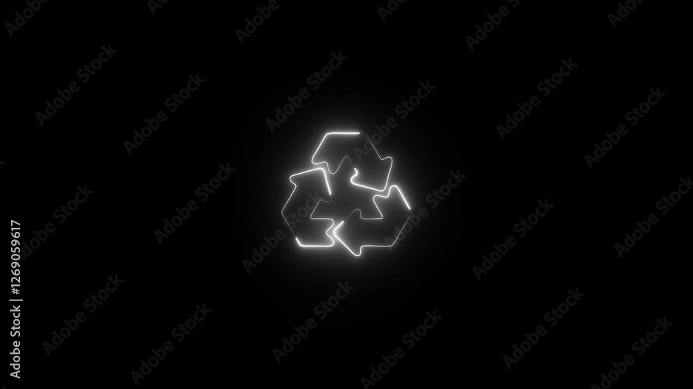 Glowing neon recycling symbol with neon effect.Environmental awareness, green technology, circular economy and sustainability concept. Glowing neon recycling symbol with neon effect.Environmental awareness, green technology, circular economy and sustainability concept.