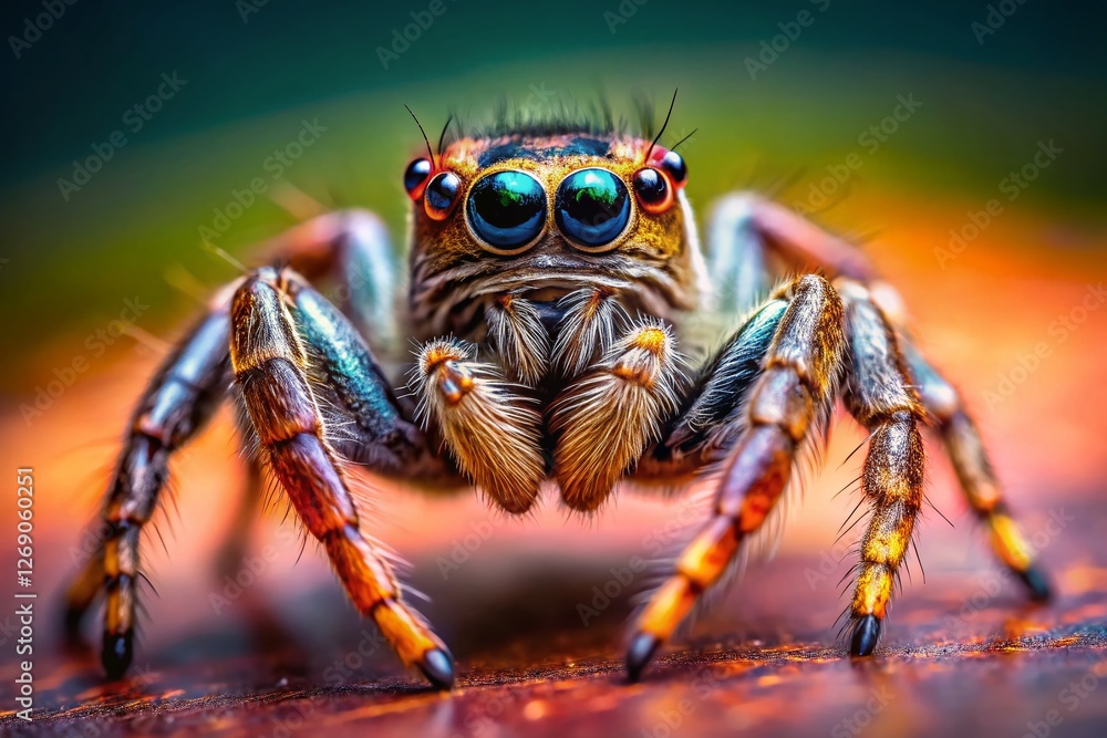 Minimalist Macro Photography: Jumping Spider Leap - Detailed Close-Up Minimalist Macro Photography: Jumping Spider Leap - Detailed Close-Up