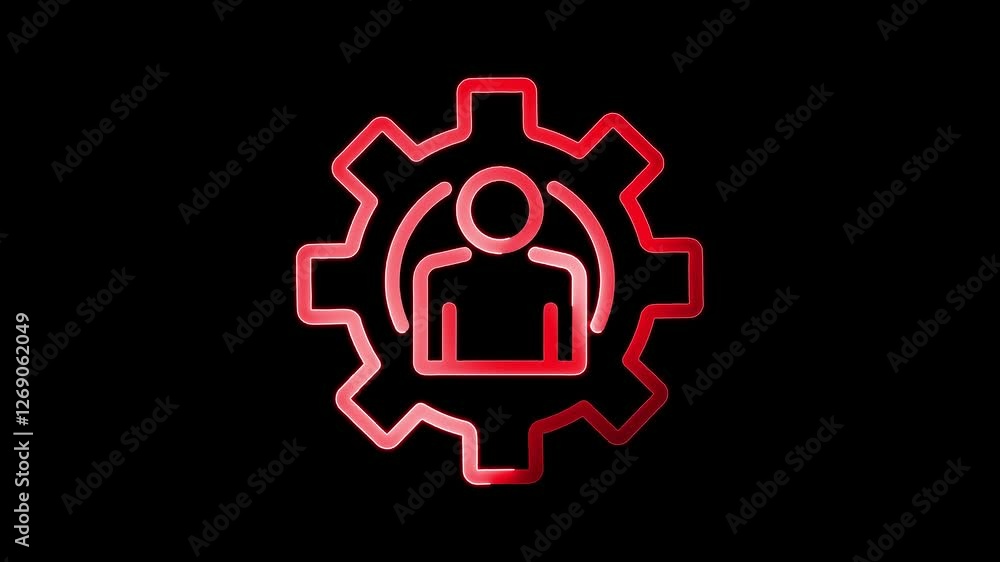 Technology icon animation by red color neon on black background. Technology icon animation by red color neon on black background.