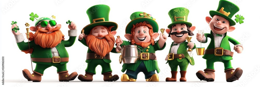 Fototapeta premium Of leprechaun party scene isolated on white