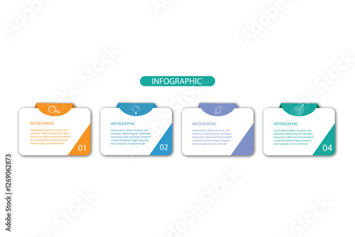 Infographic template vector element, 4 steps proses, vector illustration.