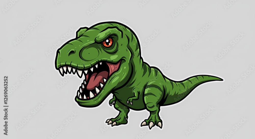 Cartoon Tyrannosaurus Rex, Ready for Adventure Cartoon Tyrannosaurus Rex, Ready for Adventure