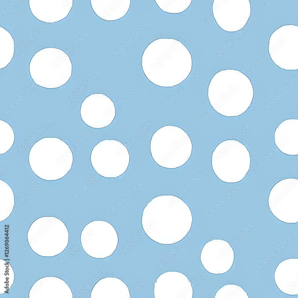 Seamless pattern of white polka dots on a light blue background. Seamless pattern of white polka dots on a light blue background.