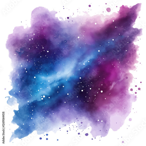 A painting of a galaxy with purple and blue colors