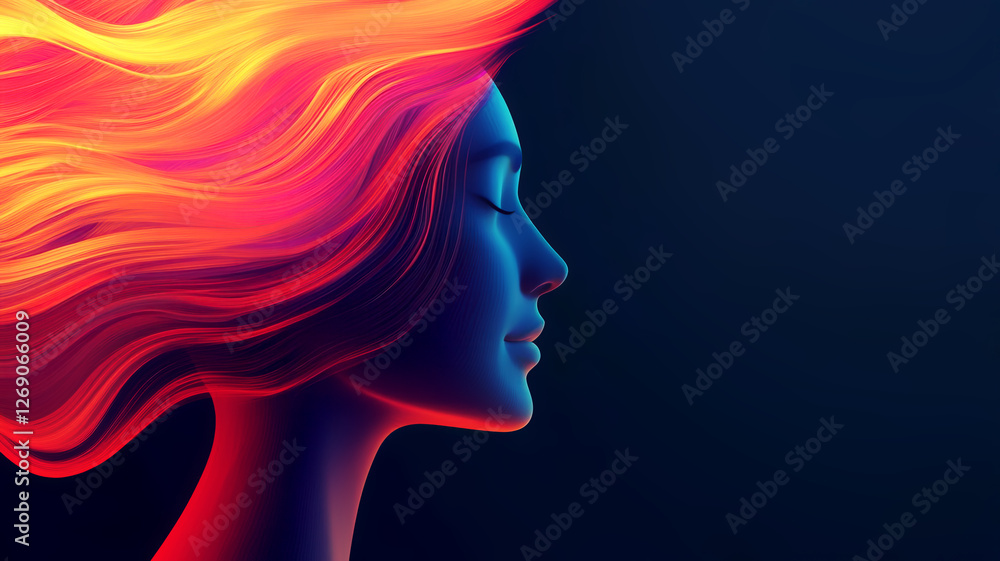 Fototapeta premium Abstract mind filled with bright ideas, glowing lines and shapes swirling, representing creative brainstorming and intuition
