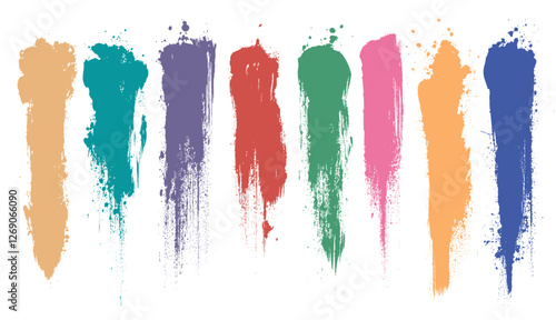 Colorful vector brush strokes. Ideal for backgrounds, artistic elements, or design accents. A versatile asset for adding a splash of color to any project.