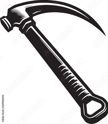 Black Color Crowbar Silhouette Vector Illustration design, Solid White Background