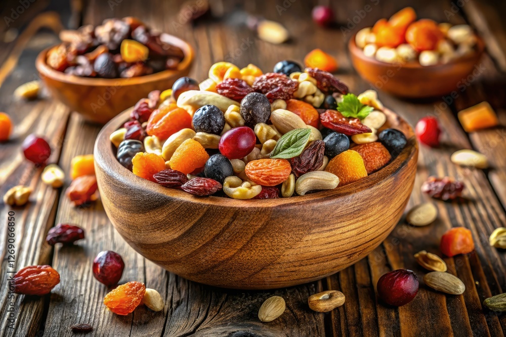 Nutritious and delicious trail mix: almonds, cashews, and raisins for a healthy snack. Nutritious and delicious trail mix: almonds, cashews, and raisins for a healthy snack.