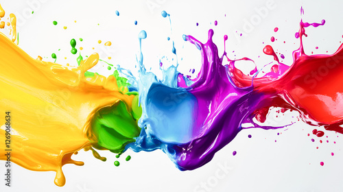 Explosion of colored powder, isolated on white background. photo